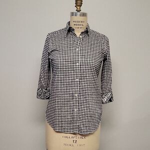 Chaps Black and White Gingham Women's Shirt, Size SP